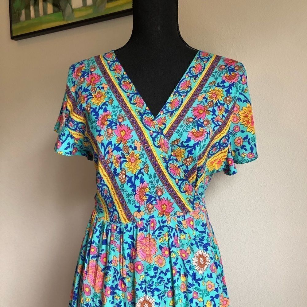 Teal Wrap Maxi Dress - Picture 7 of 14